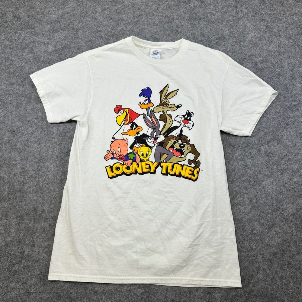 Delta Looney Tunes Shirt Unisex Medium White Bugs Bunny Taz‎ Vintage Style